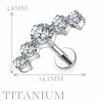 Implant Grade ASTM F136 Titanium 5 Stones Internaly Threaded Labret