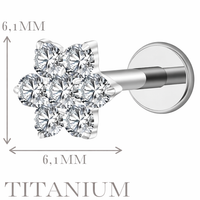 Implant Grade ASTM F136 Titanium Flower Stones Internaly Threaded Labret