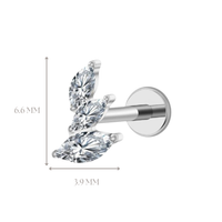 Implant Grade ASTM F136 Titanium 3 Stones Internaly Threaded Labret