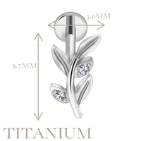 Implant Grade ASTM F136 Titanium Leaf 2 Stones Internaly Threaded Labret