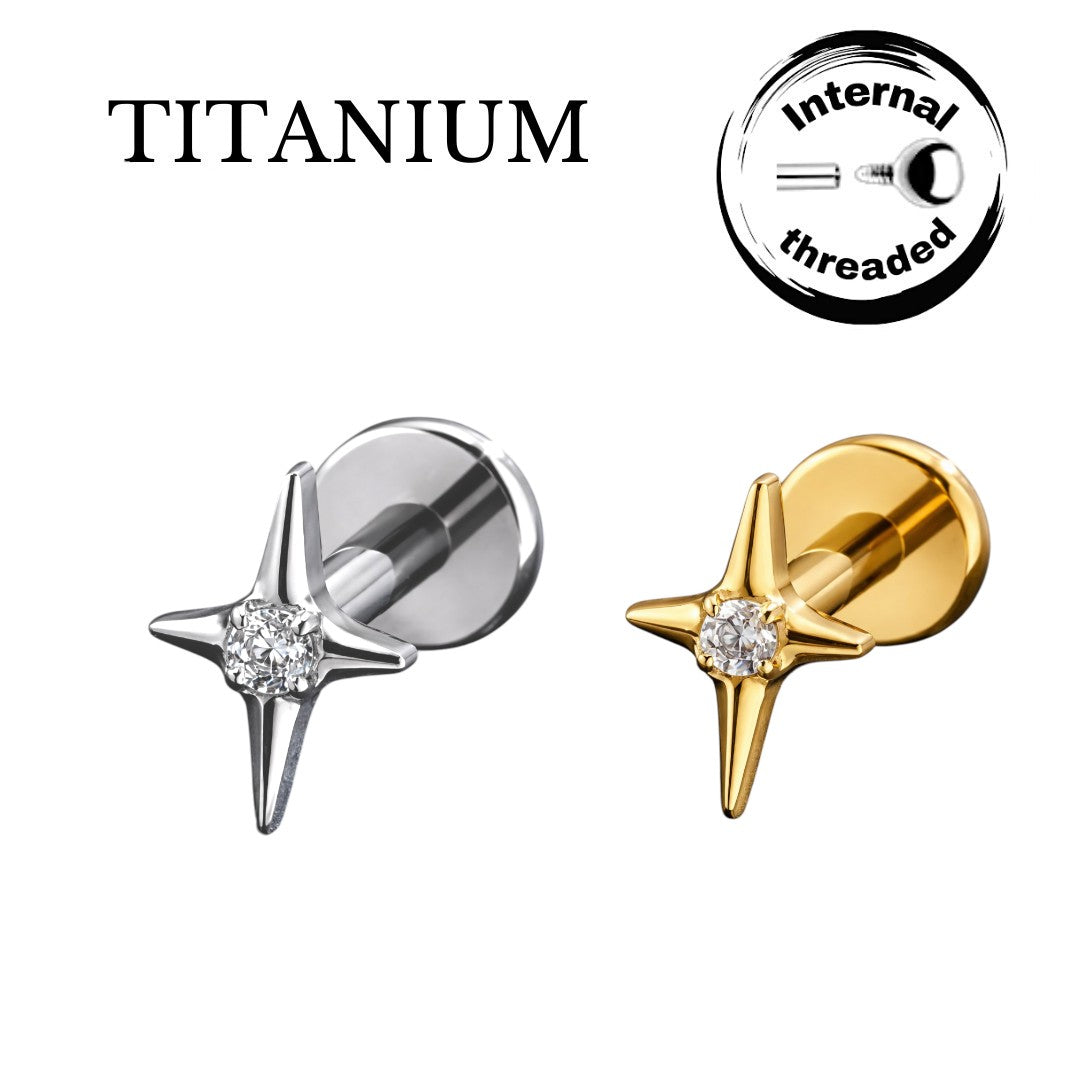 Implant Grade ASTM F136 Titanium Internaly Threaded Small Sparkle Labret