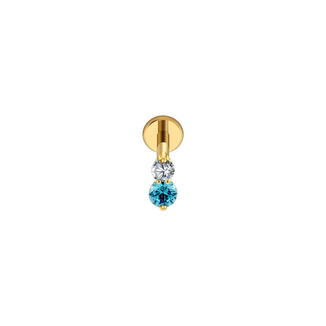 Implant Grade ASTM F136 Titanium Internaly Threaded Double CZ Labret