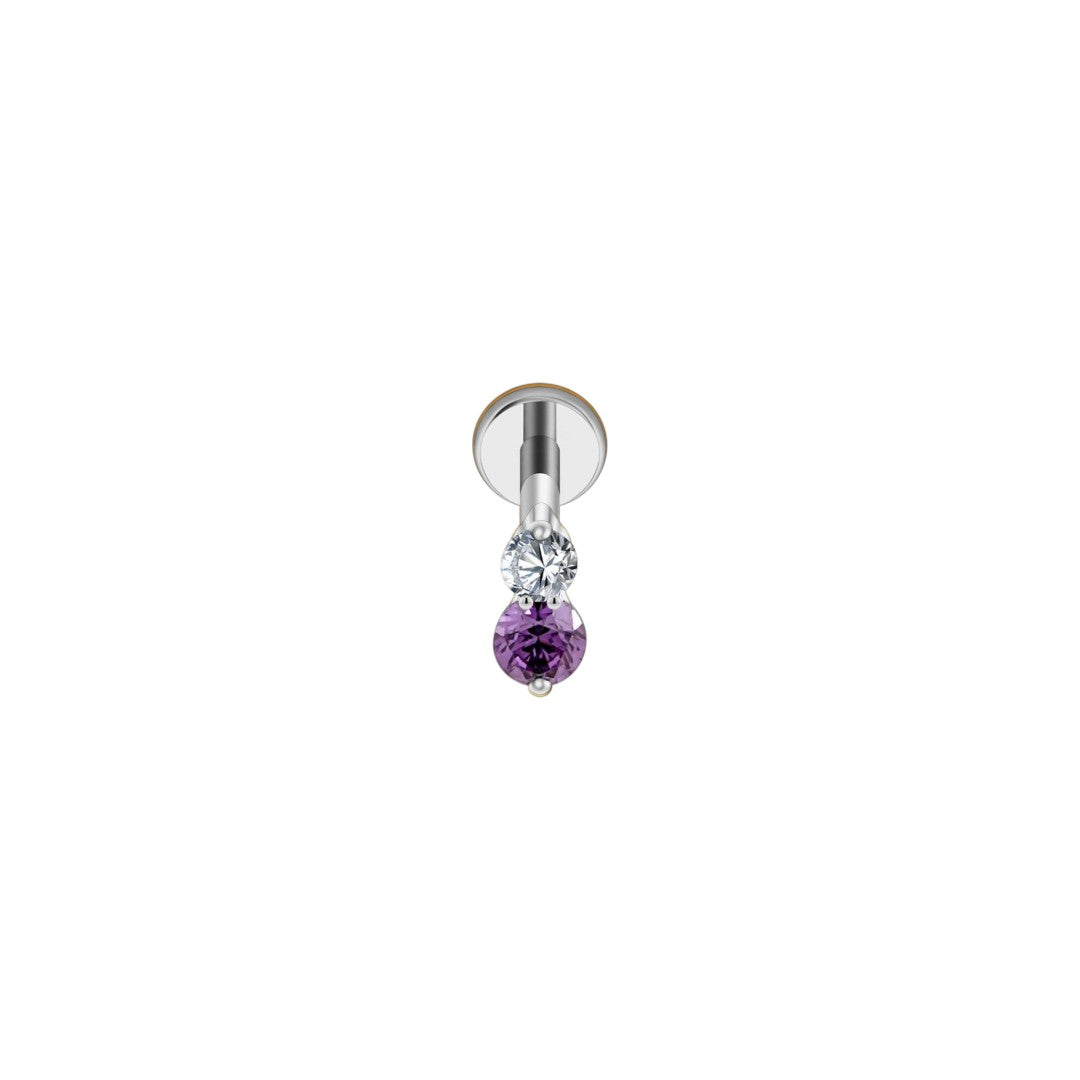 Implant Grade ASTM F136 Titanium Internaly Threaded Double CZ Labret