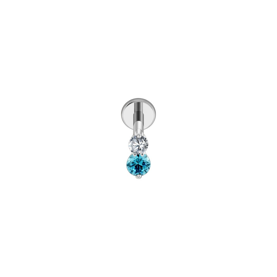 Implant Grade ASTM F136 Titanium Internaly Threaded Double CZ Labret