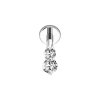 Implant Grade ASTM F136 Titanium Internaly Threaded Double CZ Labret