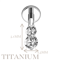 Implant Grade ASTM F136 Titanium Internaly Threaded Double CZ Labret