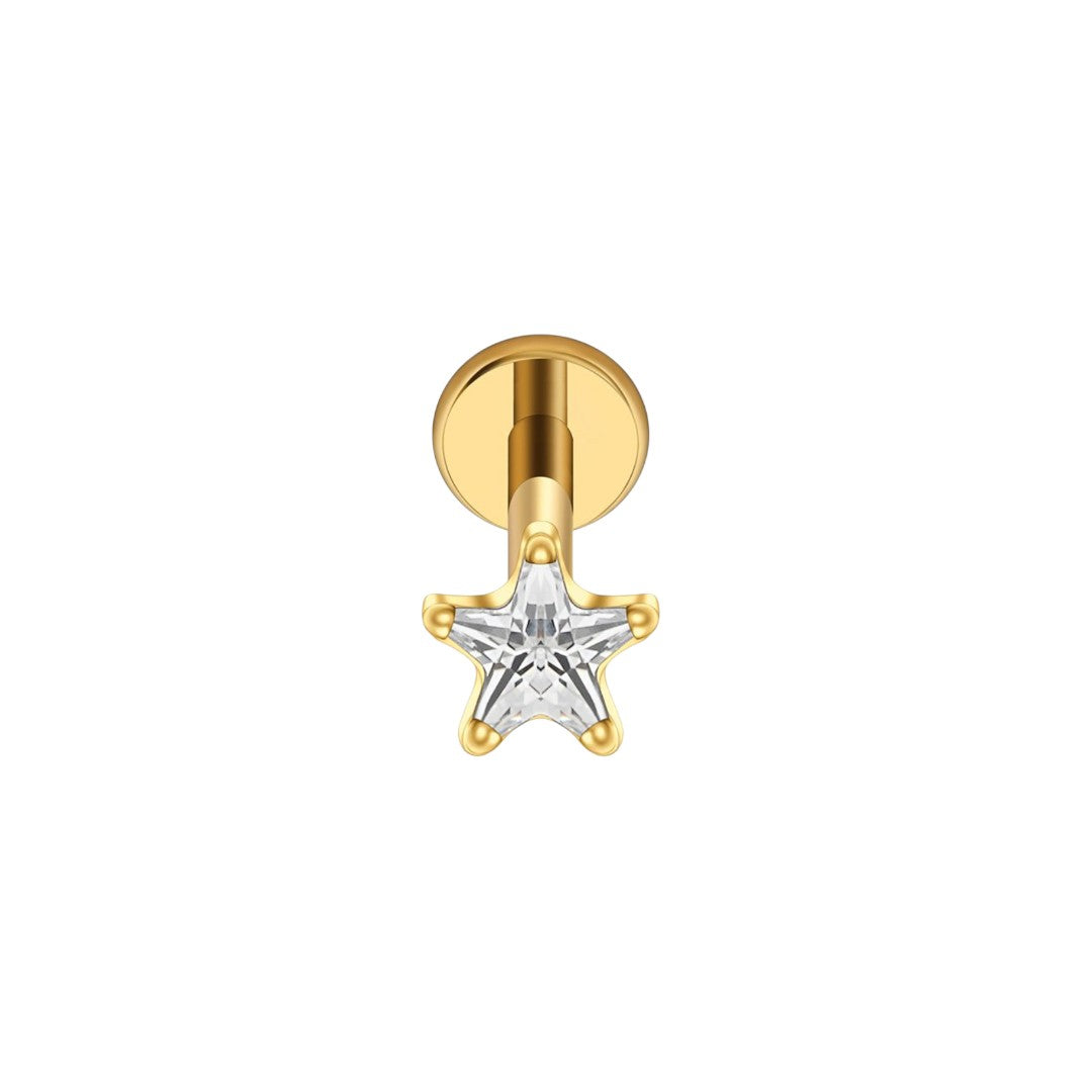 Implant Grade ASTM F136 Titanium Internaly Threaded CZ Star Labret