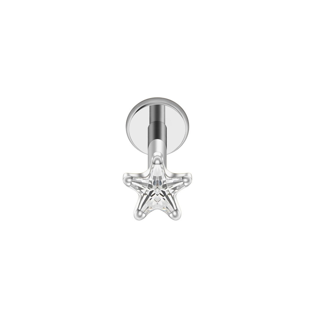 Implant Grade ASTM F136 Titanium Internaly Threaded CZ Star Labret