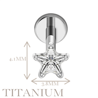 Implant Grade ASTM F136 Titanium Internaly Threaded CZ Star Labret