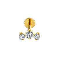 Implant Grade ASTM F136 Titanium Internaly Threaded Triple CZ Cluster Cartilage Labret