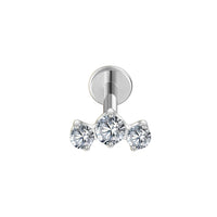 Implant Grade ASTM F136 Titanium Internaly Threaded Triple CZ Cluster Cartilage Labret