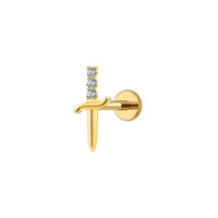 Implant Grade ASTM F136 Titanium Internaly Threaded Zirkonia Sword Labret