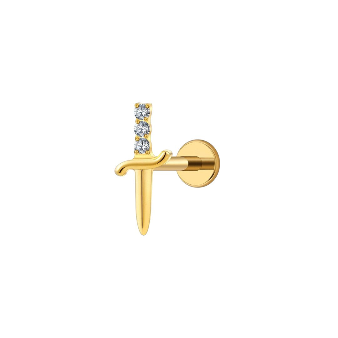 Implant Grade ASTM F136 Titanium Internaly Threaded Zirkonia Sword Labret