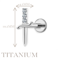 Implant Grade ASTM F136 Titanium Internaly Threaded Zirkonia Sword Labret