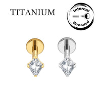 Implant Grade ASTM F136 Titanium Internaly Threaded Rhombos CZ Labret