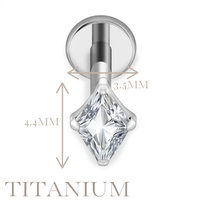 Implant Grade ASTM F136 Titanium Internaly Threaded Rhombos CZ Labret