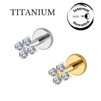 Implant Grade ASTM F136 Titanium 4 Stones square Internally Threaded Labret