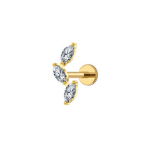 Implant Grade ASTM F136 Titanium Internaly Threaded Triple Marquise CZ Labret