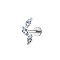 Implant Grade ASTM F136 Titanium Internaly Threaded Triple Marquise CZ Labret