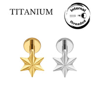 Implant Grade ASTM F136 Titanium Internaly Threaded Star Labret