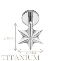 Implant Grade ASTM F136 Titanium Internaly Threaded Star Labret