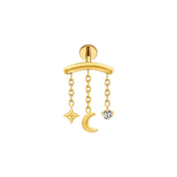 Implant Grade ASTM F136 Titanium Labret Hidden Helix Dangle Moon Star Internally