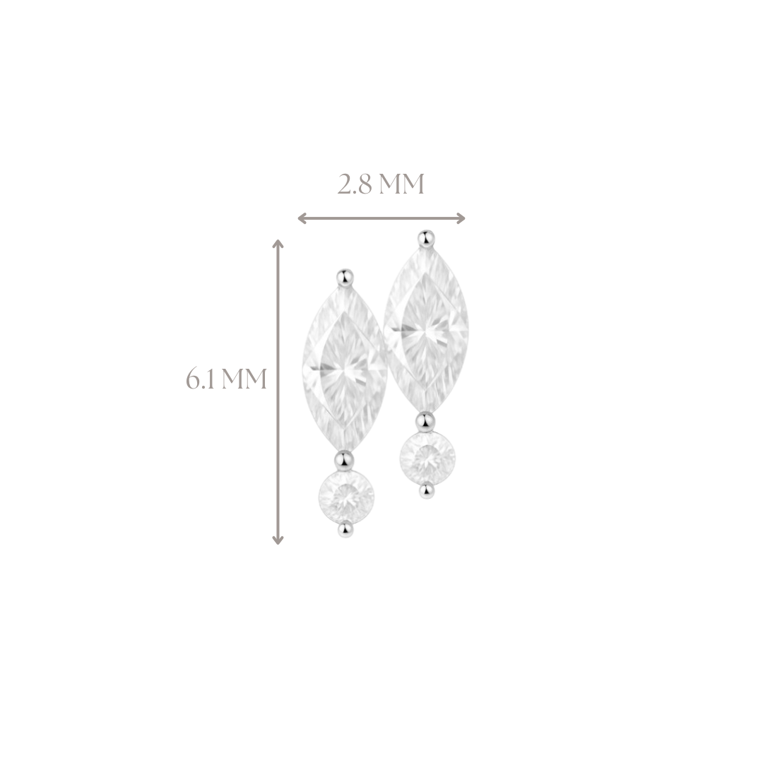 Implant Grade ASTM F136 Titanium Internaly Double CZ Labret