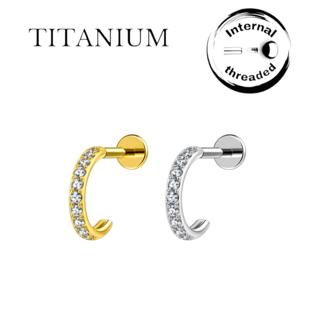 Implant Grade ASTM F136 Titanium Labret CZ C Internaly Threaded