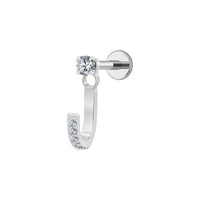 "Implant Grade ASTM F136 Titanium Labret CZ with J shaped Jacket Accessory Internaly Threaded "