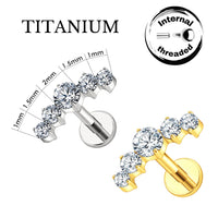 Implant Grade ASTM F136 Titanium Small Stone Arch Internally Threaded Labret