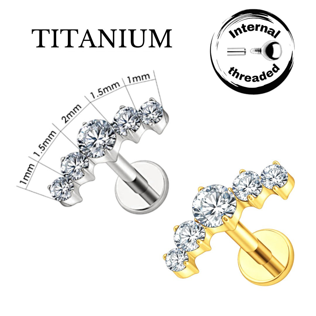 Implant Grade ASTM F136 Titanium Small Stone Arch Internally Threaded Labret