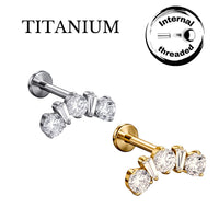 Implant Grade ASTM F136 Titanium Internaly Threaded Round And Oval stone Labret