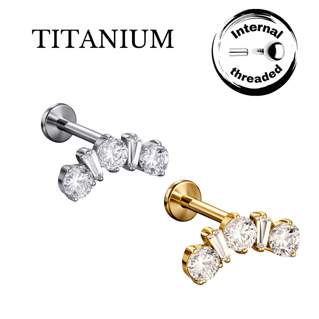 Implant Grade ASTM F136 Titanium Internaly Threaded Round And Oval stone Labret