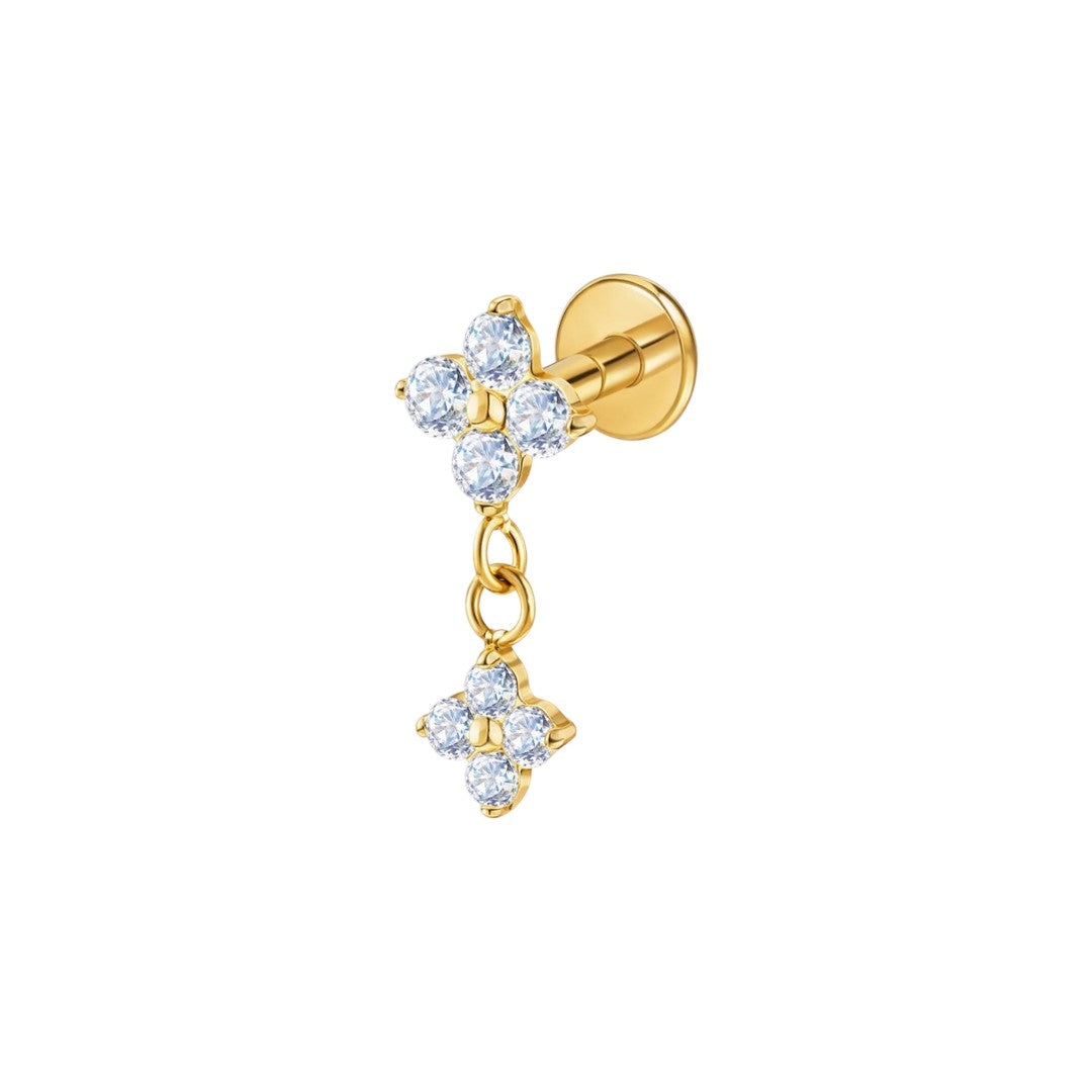 Implant Grade ASTM F136 Titanium Internaly Threaded Flower dangle Labret