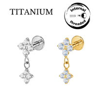 Implant Grade ASTM F136 Titanium Internaly Threaded Flower dangle Labret