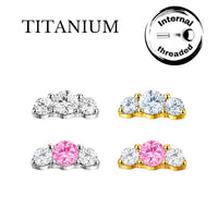 Implant Grade ASTM F136 Titanium Internaly Threaded 3 Small Stones Labret