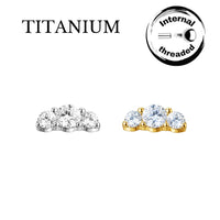 Implant Grade ASTM F136 Titanium Internaly Threaded 3 Small Stones Labret