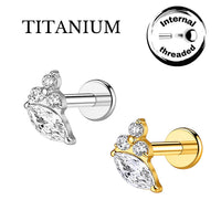 Implant Grade ASTM F136 Titanium 3 Stone And Marquise Labret