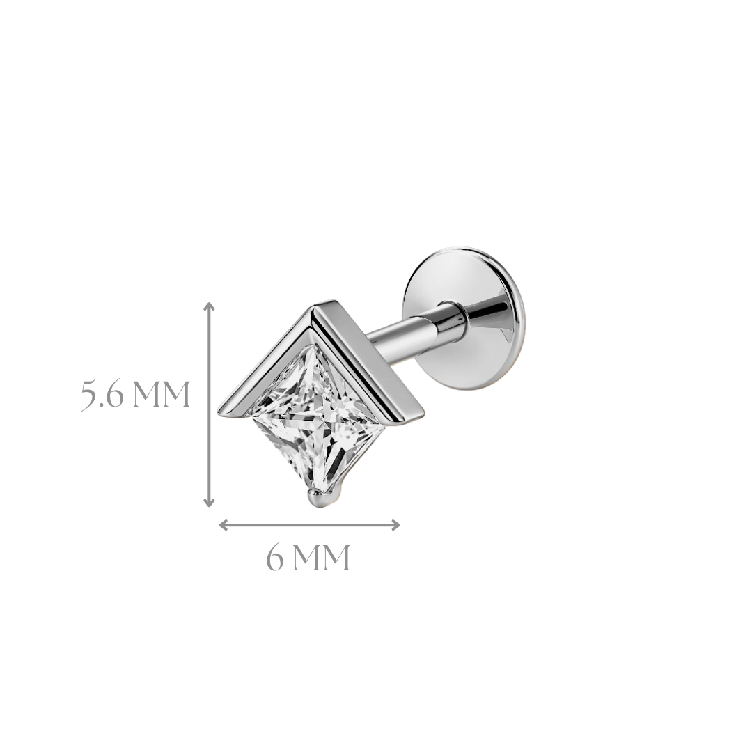 Implant Grade ASTM F136 Titanium Square Stone Labret