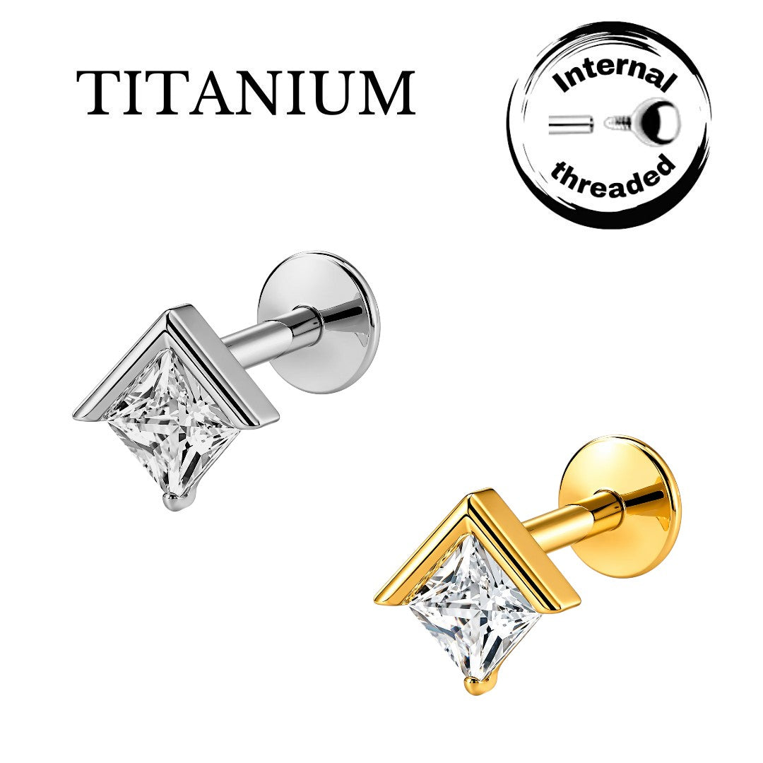 Implant Grade ASTM F136 Titanium Square Stone Labret
