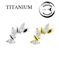 Implant Grade ASTM F136 Titanium Internaly Threaded SMALL VERSION 3 CNC Set Marquise CZ Alternate Labret
