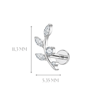 Implant Grade ASTM F136 Titanium Labret Stone Branch Leaves