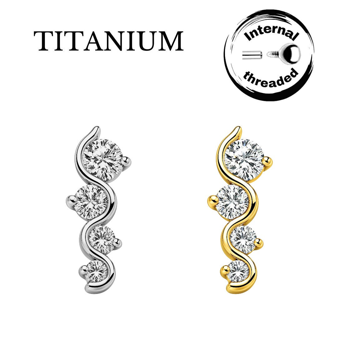 Implant Grade ASTM F136 Titanium Fancy 4 Stone Labret