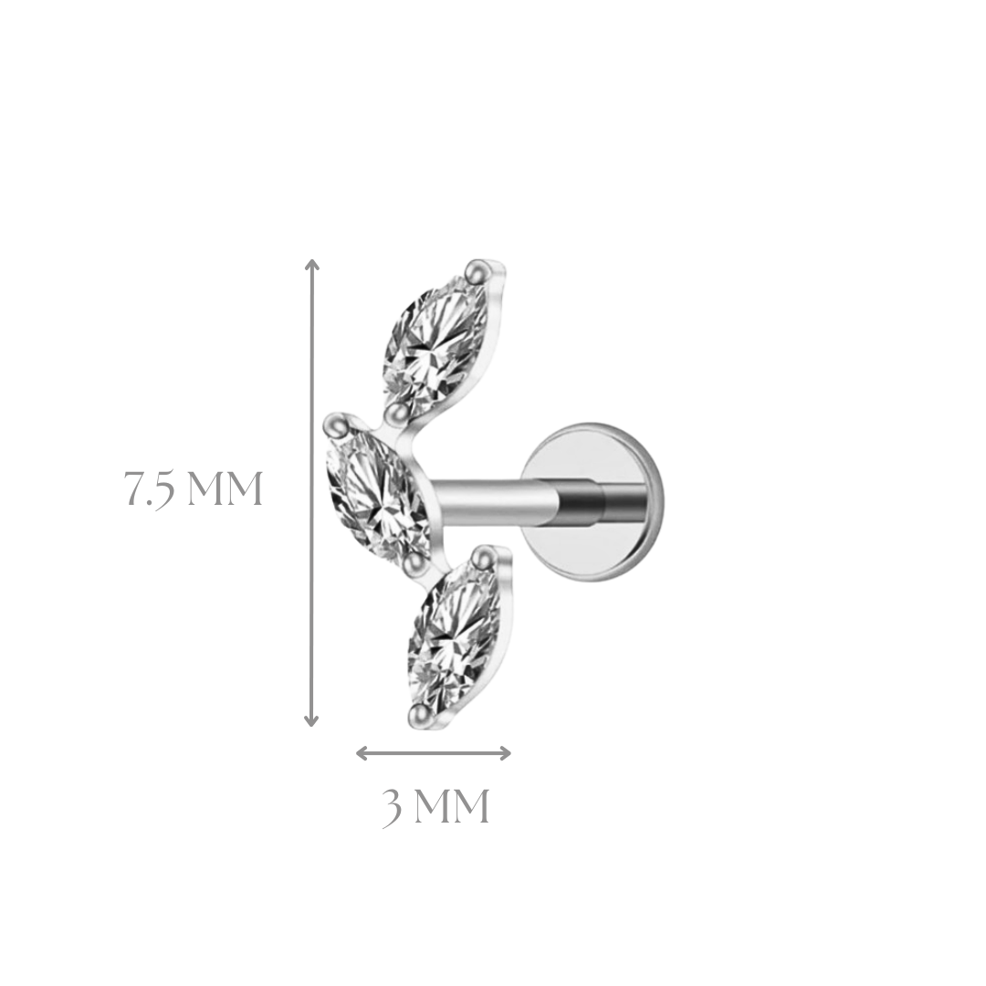 Implant Grade ASTM F136 Titanium 3 Marquise Labret Small