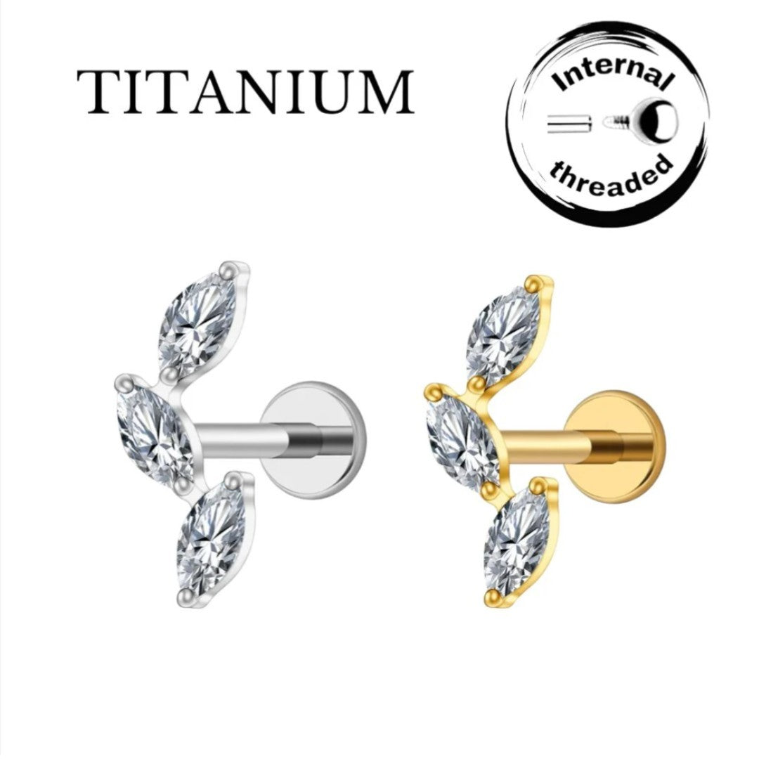 Implant Grade ASTM F136 Titanium 3 Marquise Labret Small