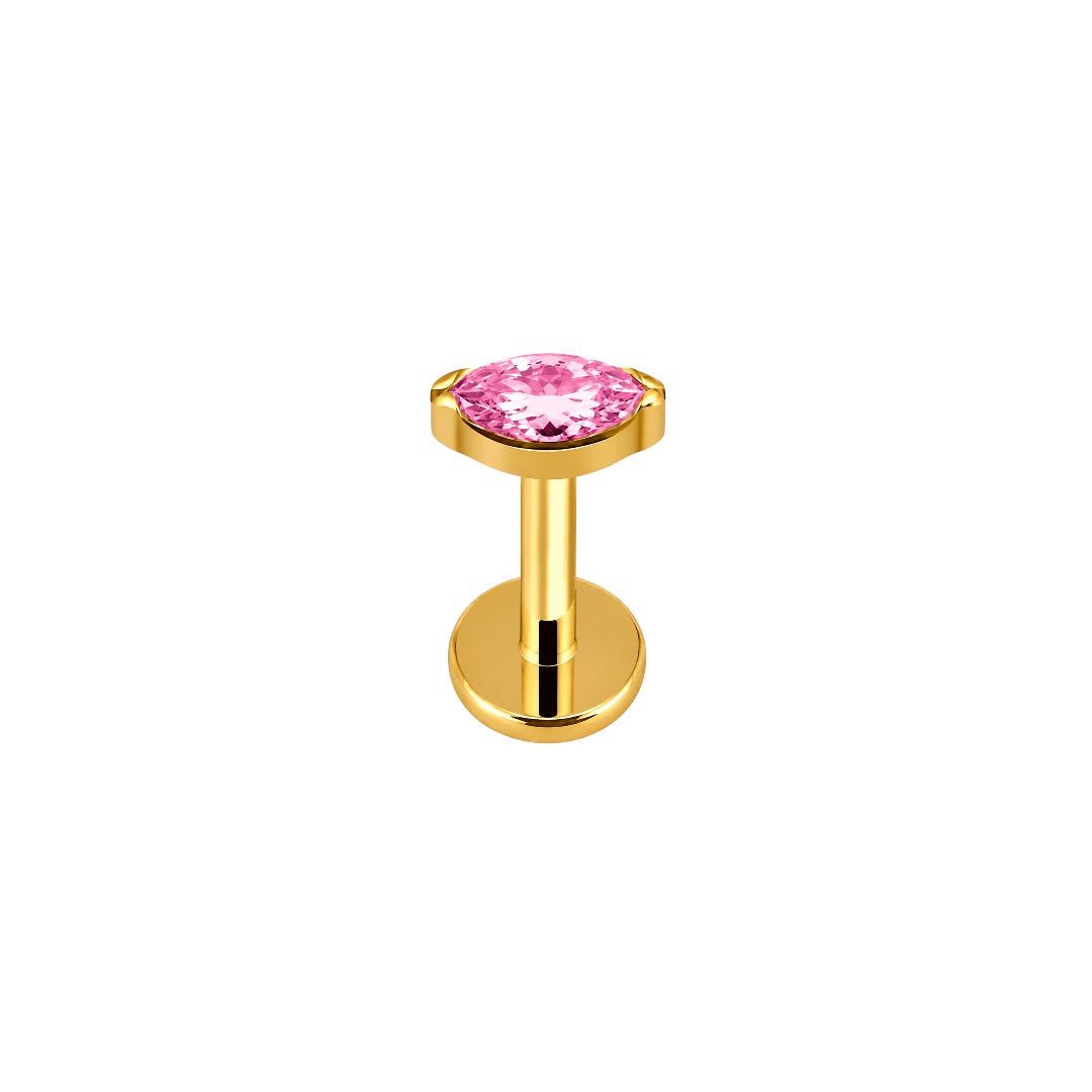 Implant Grade ASTM F136 Titanium 1 Oval CZ Or Opal Internaly Threaded Labret