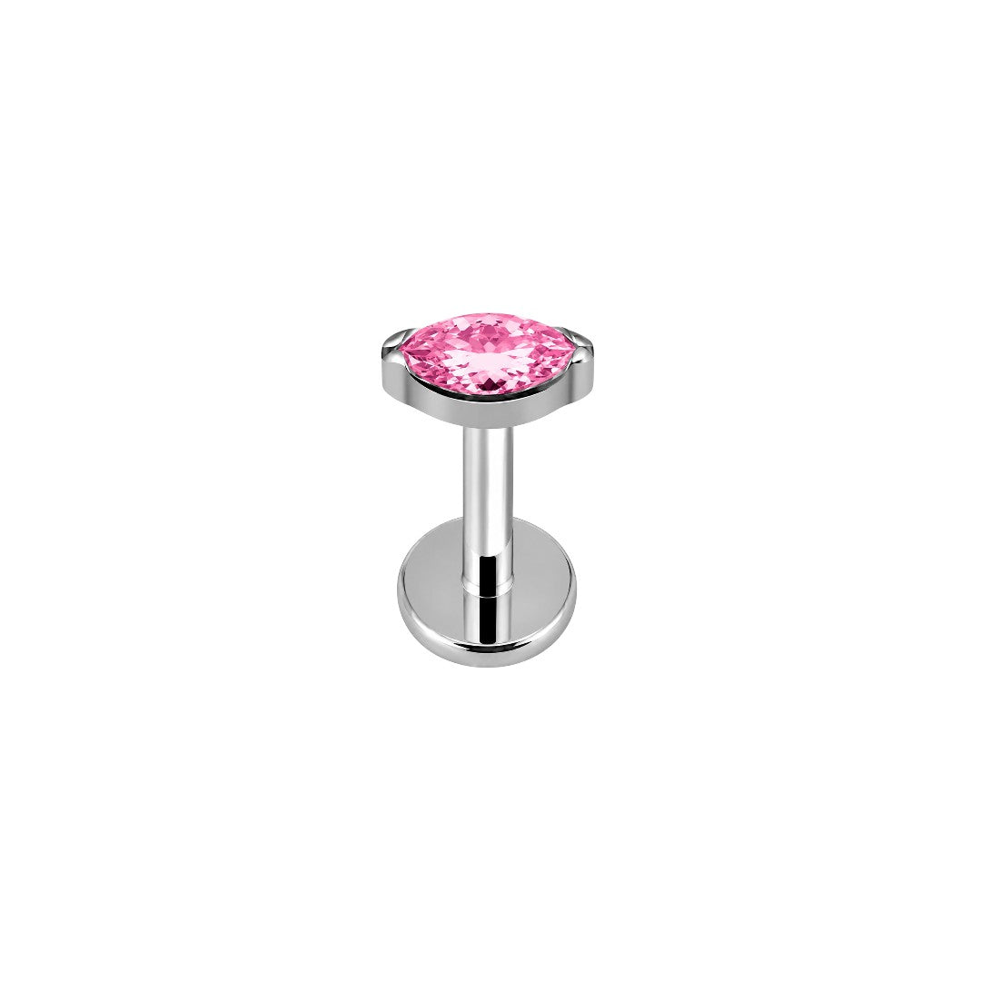 Implant Grade ASTM F136 Titanium 1 Oval CZ Or Opal Internaly Threaded Labret