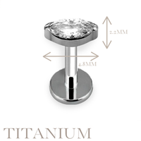 Implant Grade ASTM F136 Titanium 1 Oval CZ Or Opal Internaly Threaded Labret