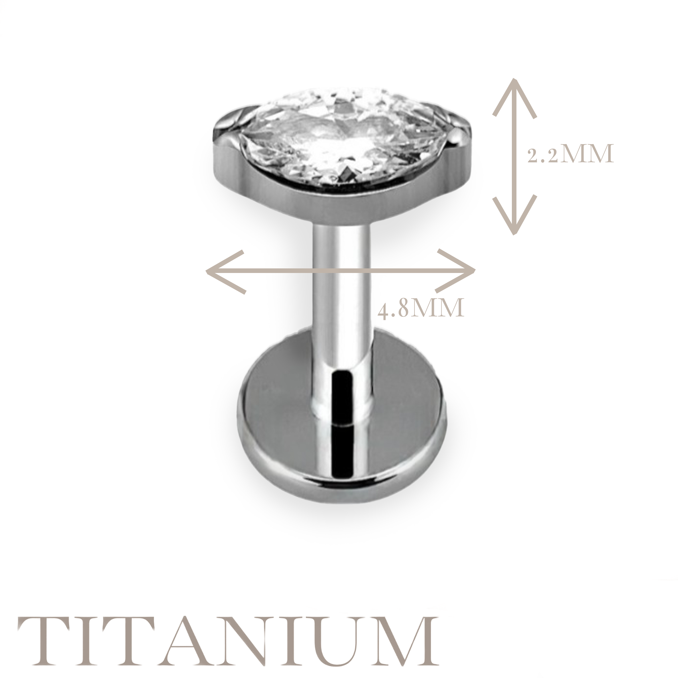 Implant Grade ASTM F136 Titanium 1 Oval CZ Or Opal Internaly Threaded Labret