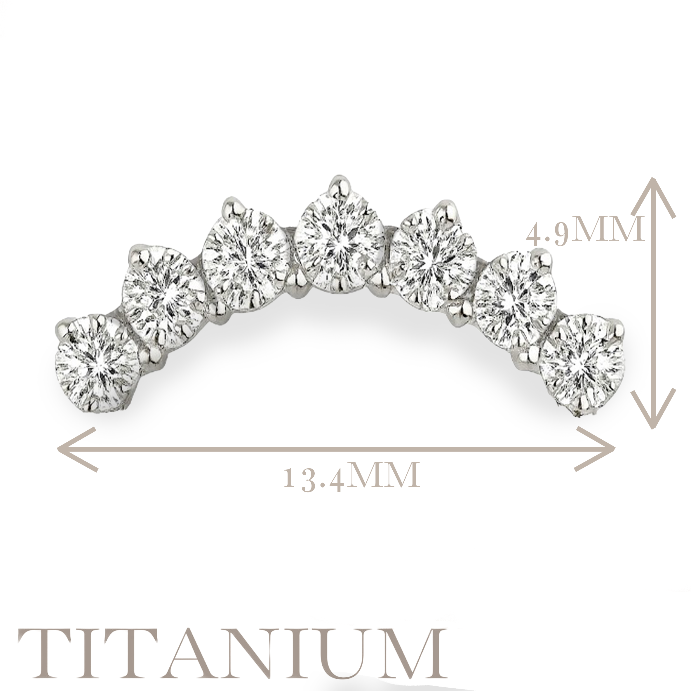 Implant Grade ASTM F136 Titanium 7 CZ Next To Each Other Internaly Threaded Labret